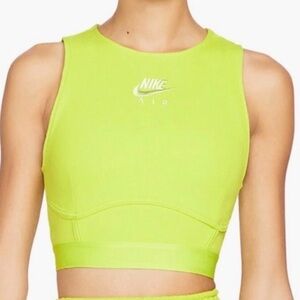 Nike Air Lime Green Cropped Ribbed Tank Top Women's Size S